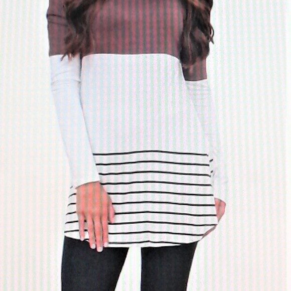 NO NAME Tops - Tan and white Color Top Long Sleeve